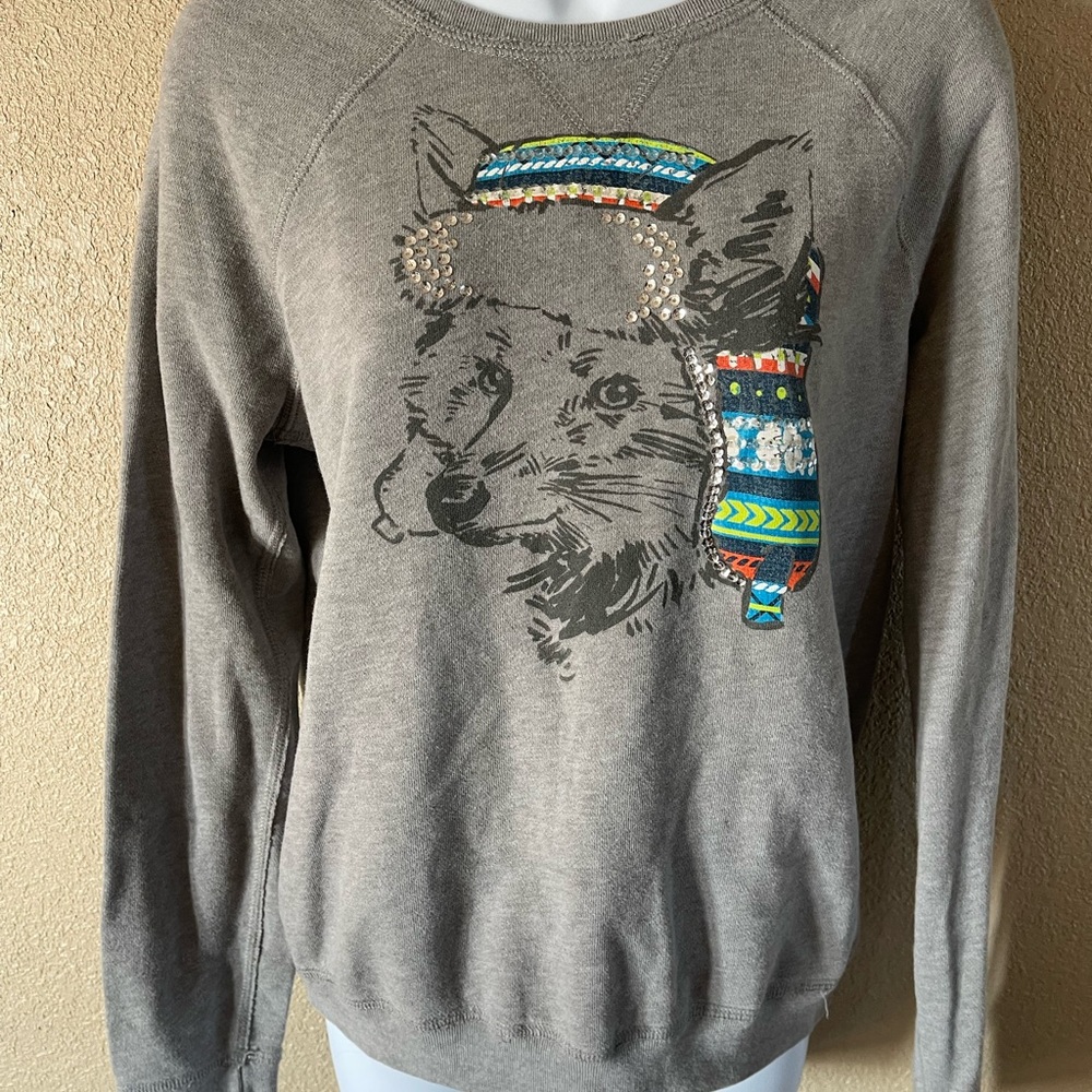 Gray Women's Fox Graphic Pullover Sweatshirt